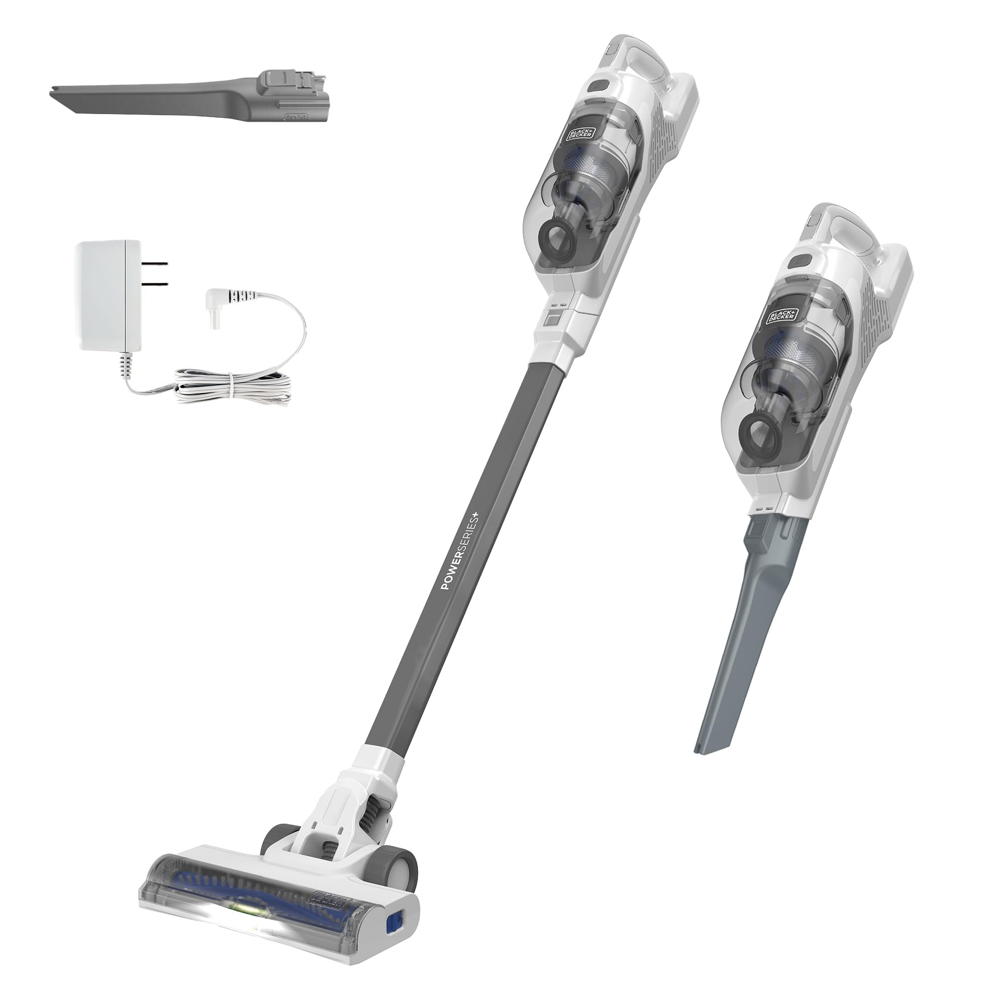 BLACK+DECKER Powerseries 16V cordless vacuum with LED floorhead lights reveals debris
