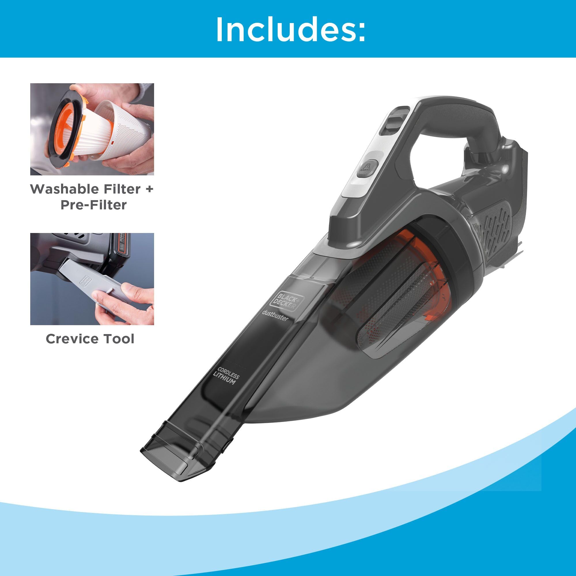 BLACK+DECKER 20V Max PowerConnect compact vacuum with onboard storage and easy maintenance.