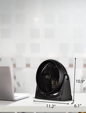 Black+Decker fan operates quietly in bedroom or office