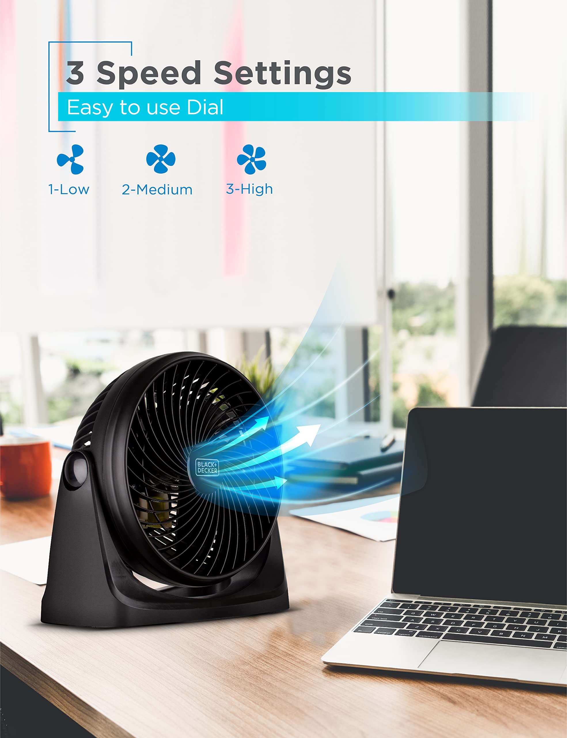 Black+Decker 7-inch turbo fan with three speeds for comfort
