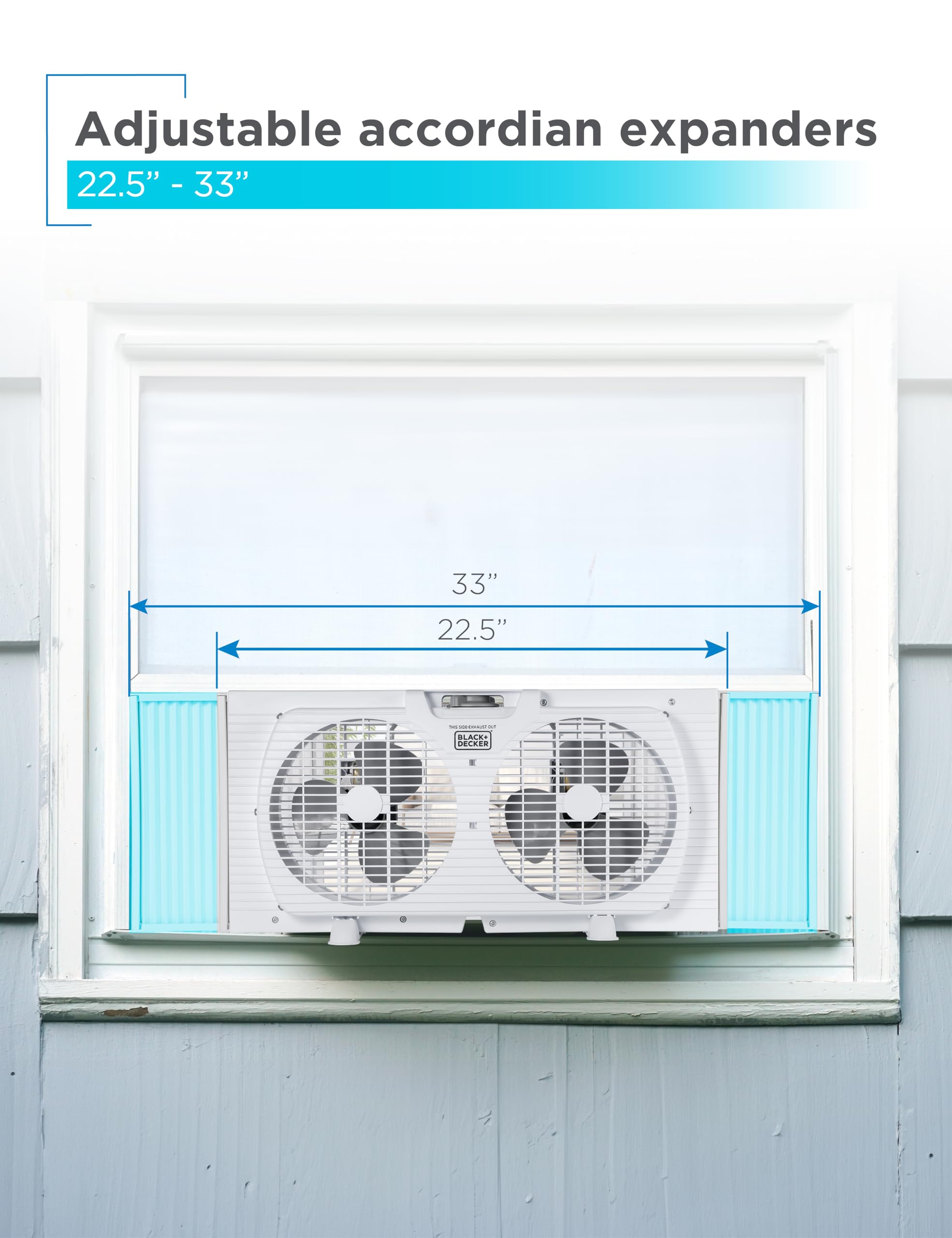 BLACK+DECKER BFW9M white model fits sliding windows up to 33 inches for versatile cooling