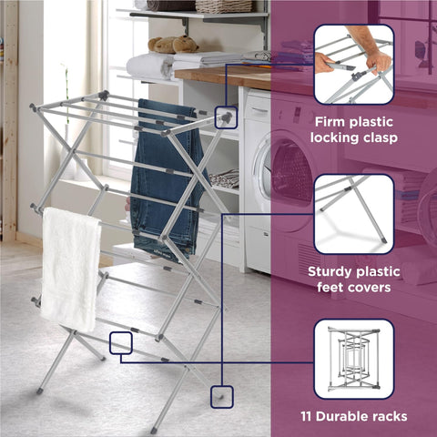 BLACK+DECKER durable steel frame supports indoor and outdoor air drying.