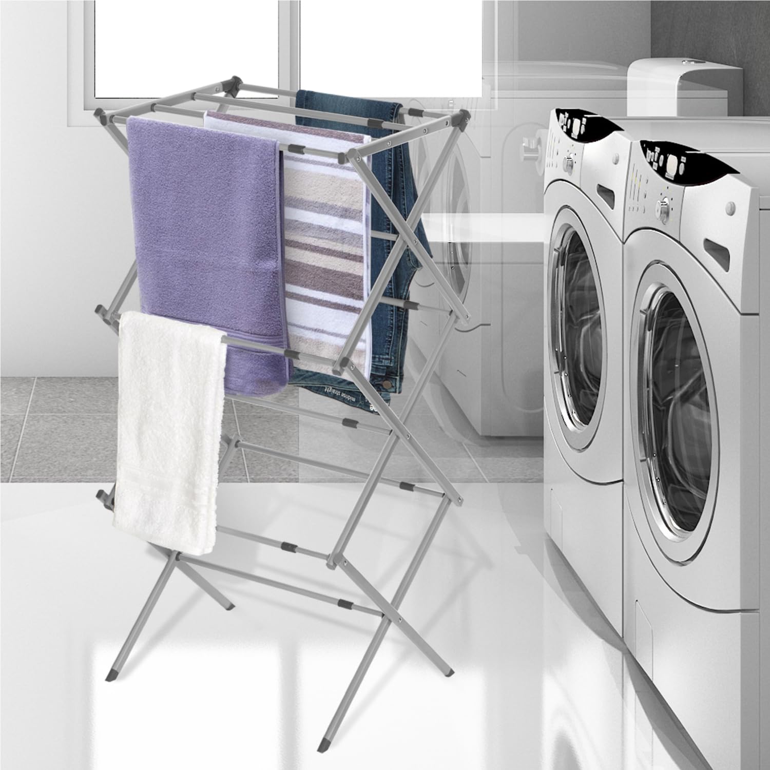 BLACK+DECKER portable rack easy to move between rooms.