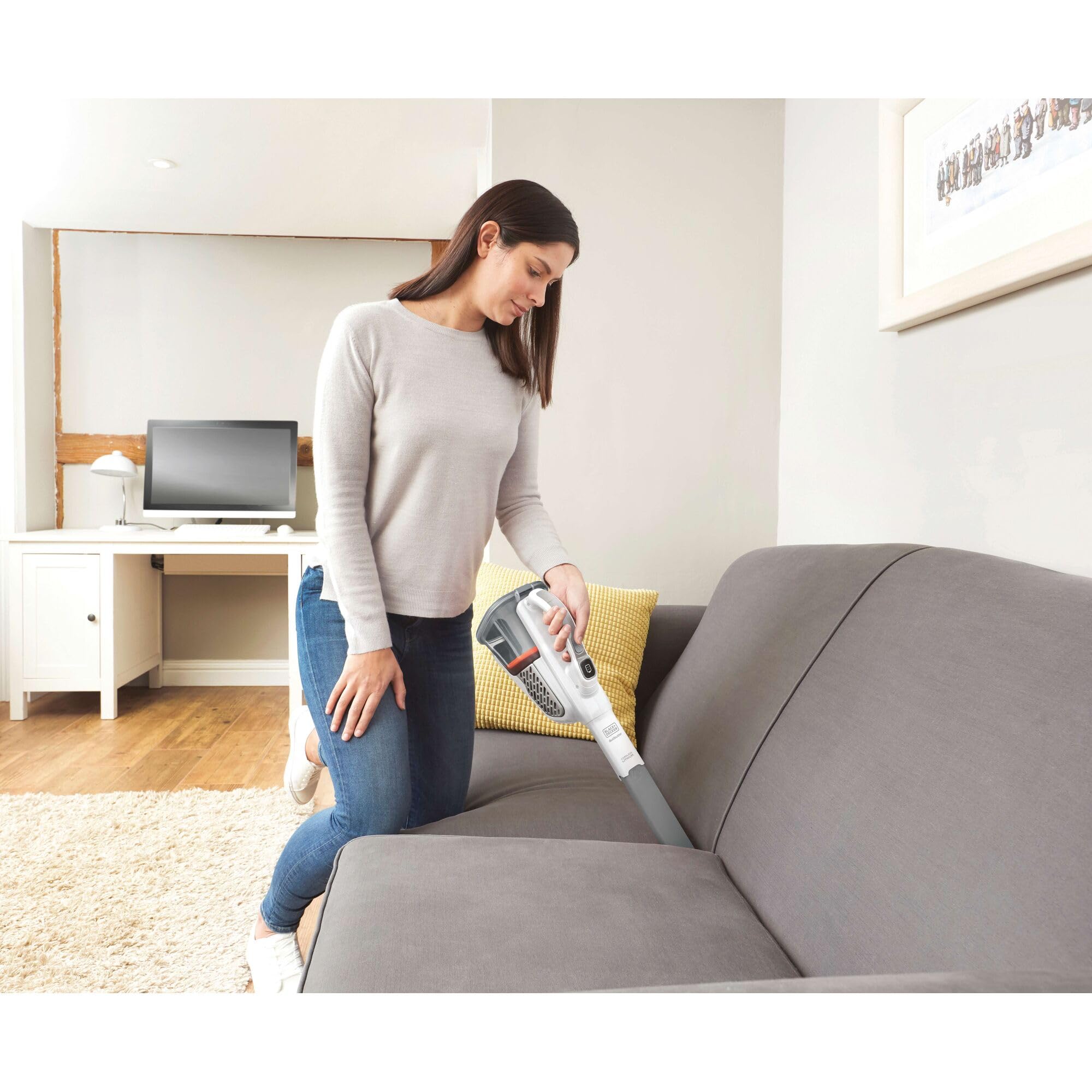 BLACK+DECKER Dust Buster AdvancedClean+ extra-long crevice tool reaches deep gaps.