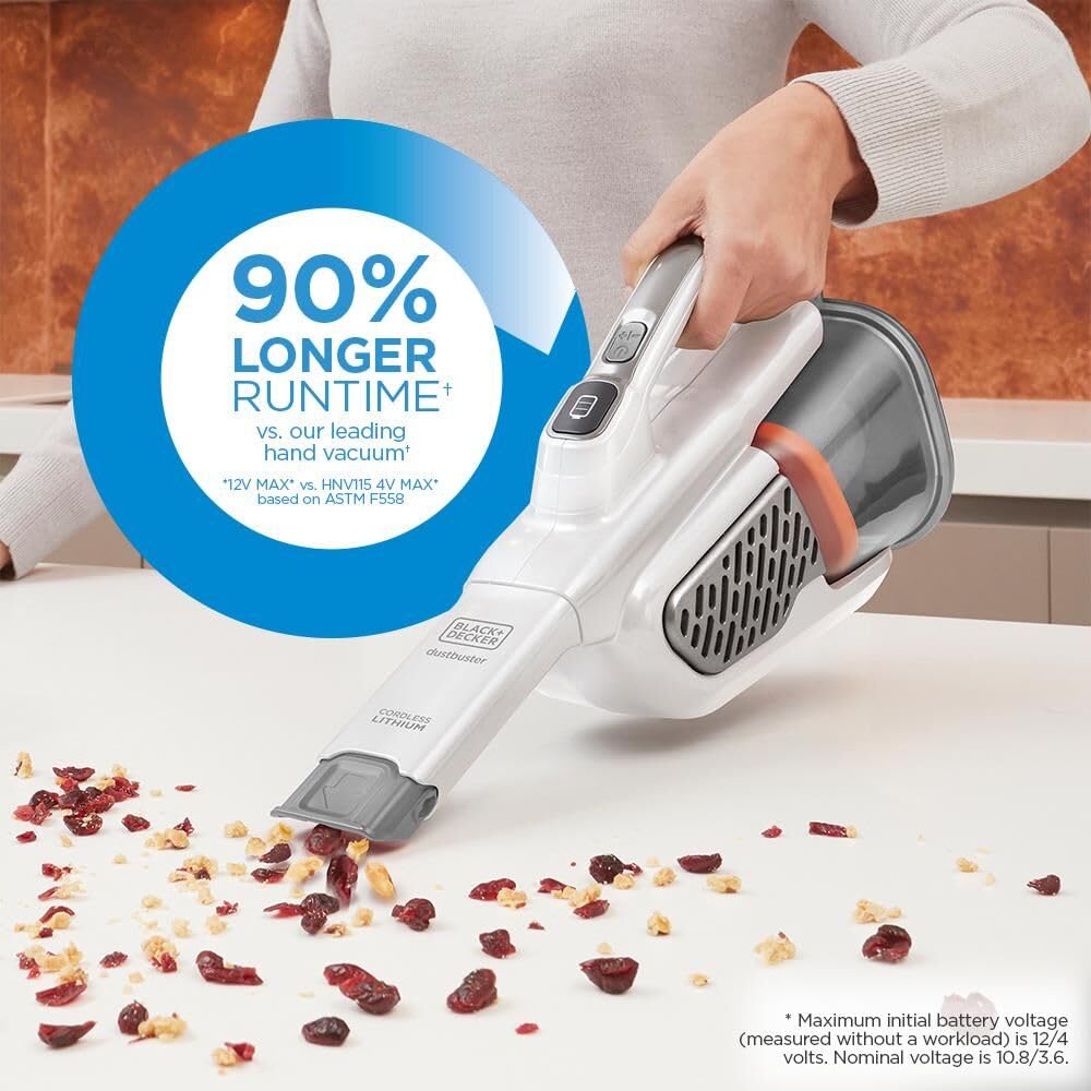 BLACK+DECKER Dust Buster AdvancedClean+ washable filter for easy maintenance.