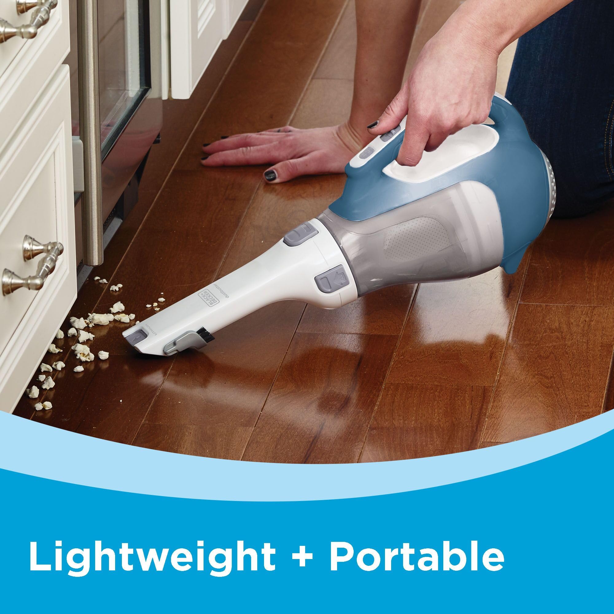 Black+Decker dustbuster translucent dirt bowl shows when to empty.