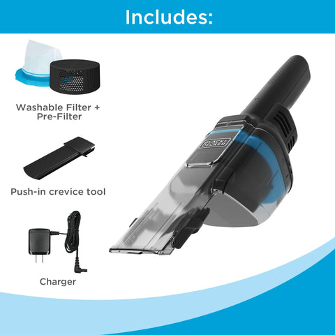 BLACK+DECKER Dustbuster Blast trigger-action demonstrates power on demand for quick spills.