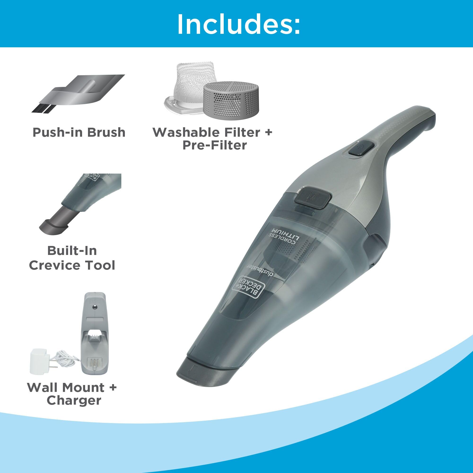 Black+Decker Dustbuster compact storage keeps your cleanup kit tidy.