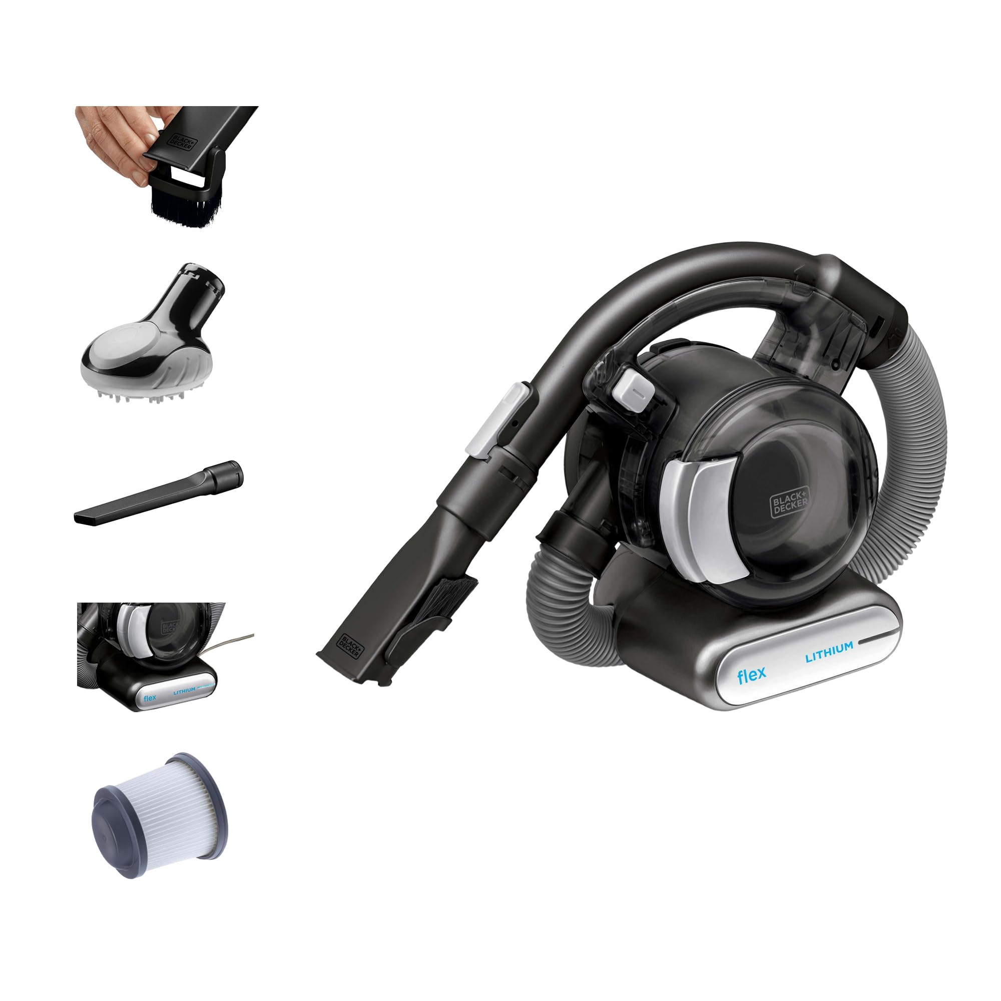 Black+Decker Dustbuster Flex front view for quick cordless cleanup