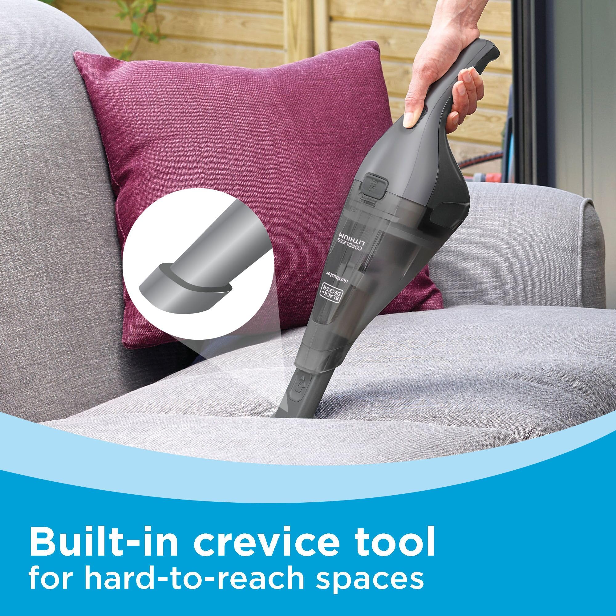 Black+Decker Dustbuster lightweight design enables easy, on-the-go use.