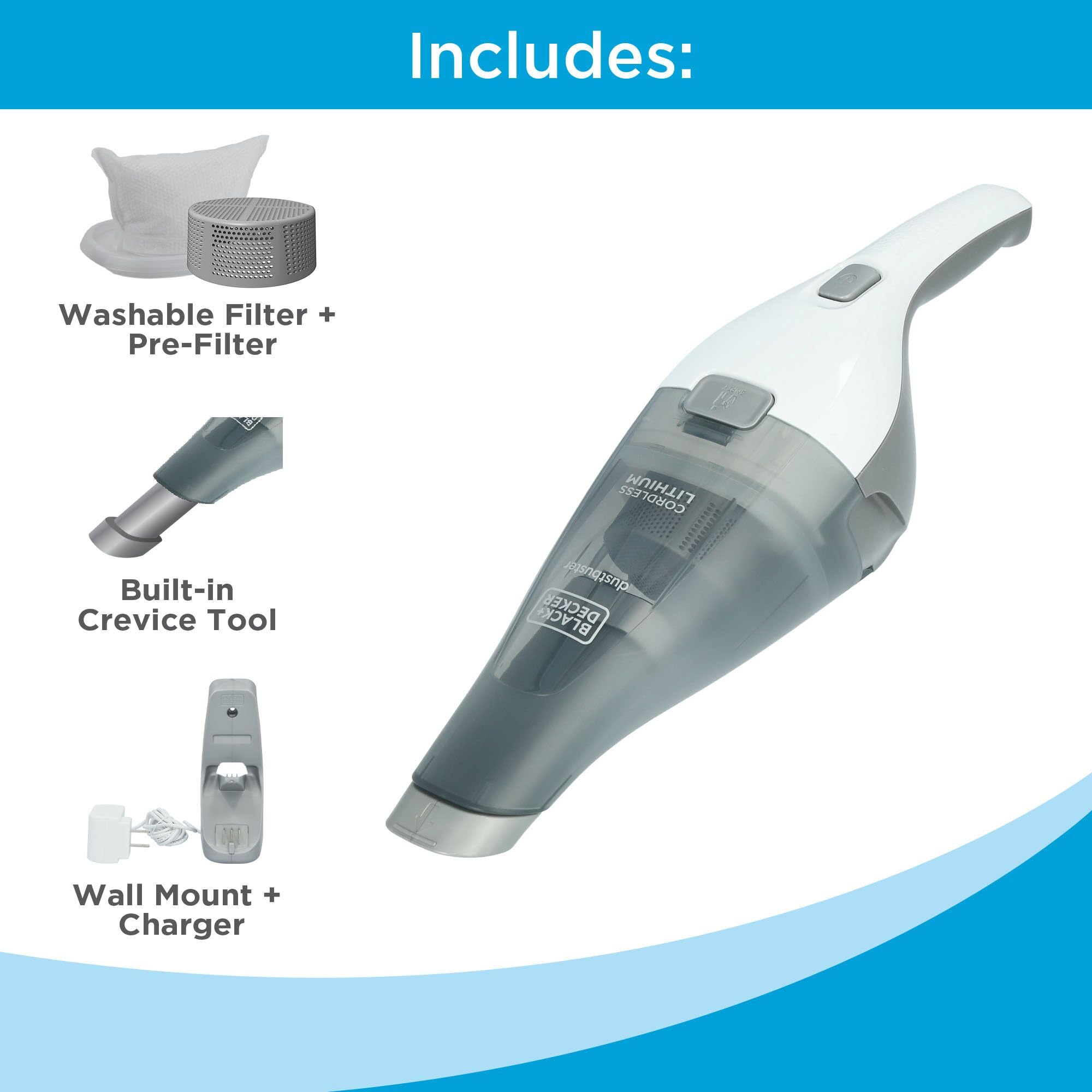 BLACK+DECKER Dustbuster QuickClean ideal for car interiors and quick messes.