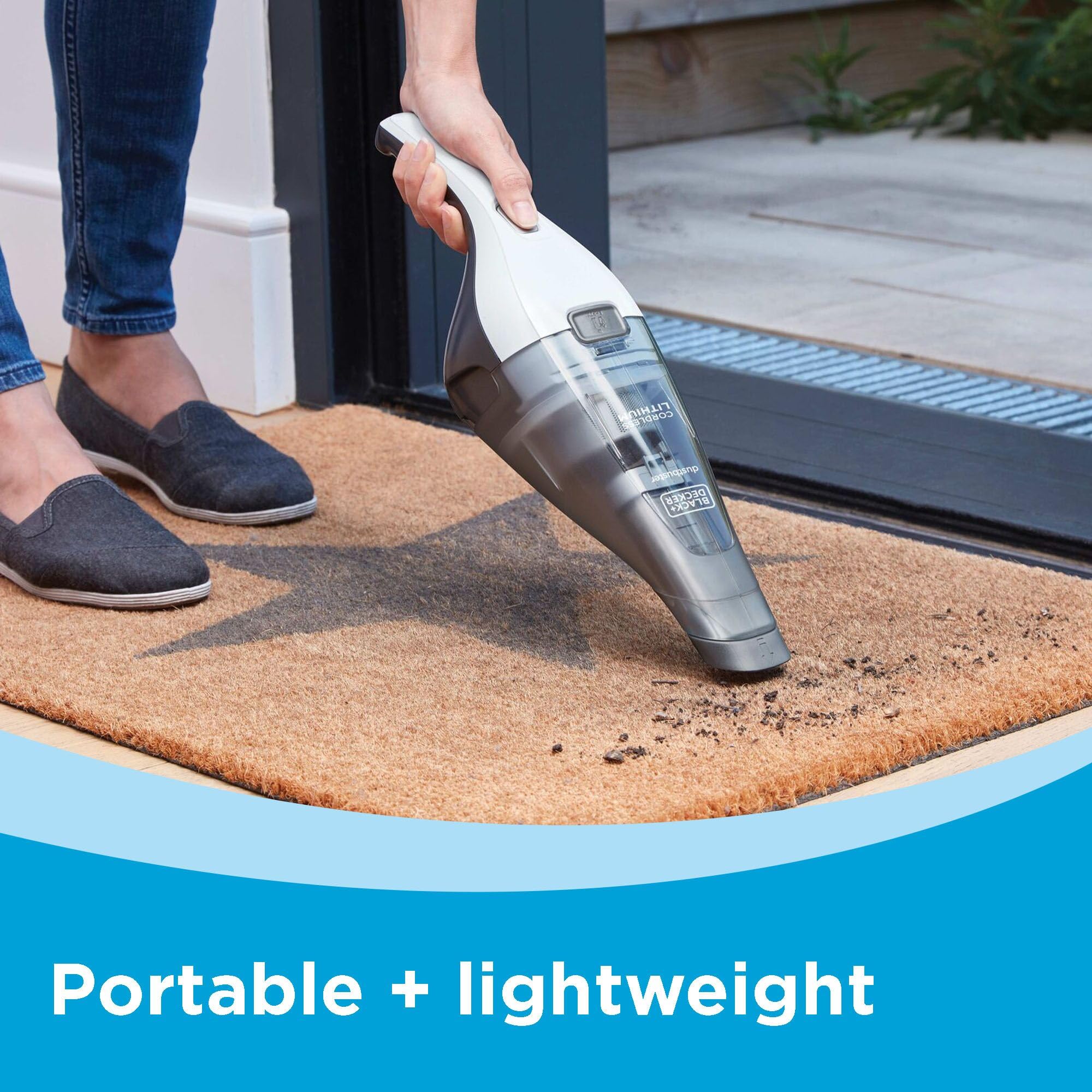 BLACK+DECKER Dustbuster QuickClean multi-surface cleaning for crumbs and pet hair.