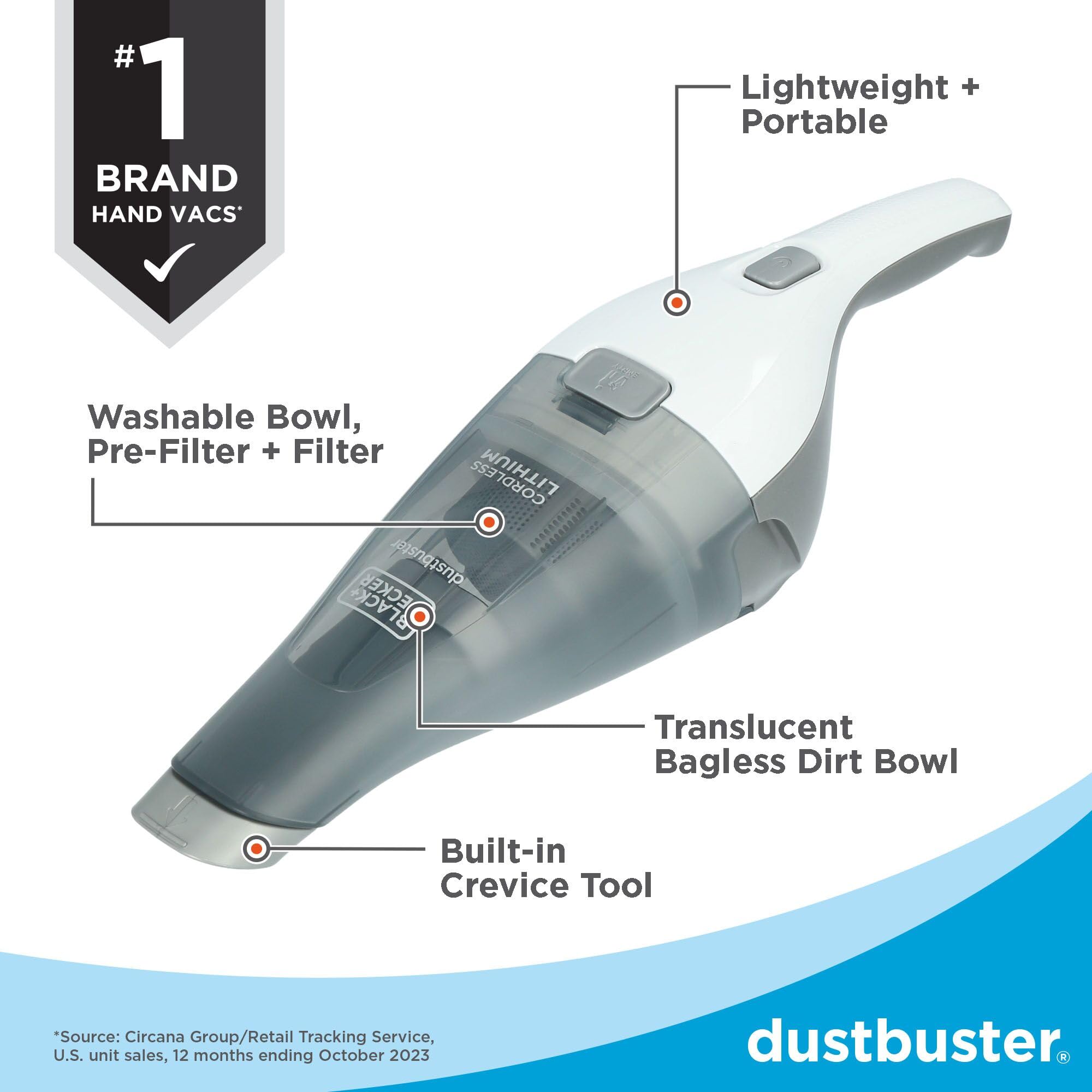 BLACK+DECKER Dustbuster QuickClean wall mount shows convenient charging and storage.