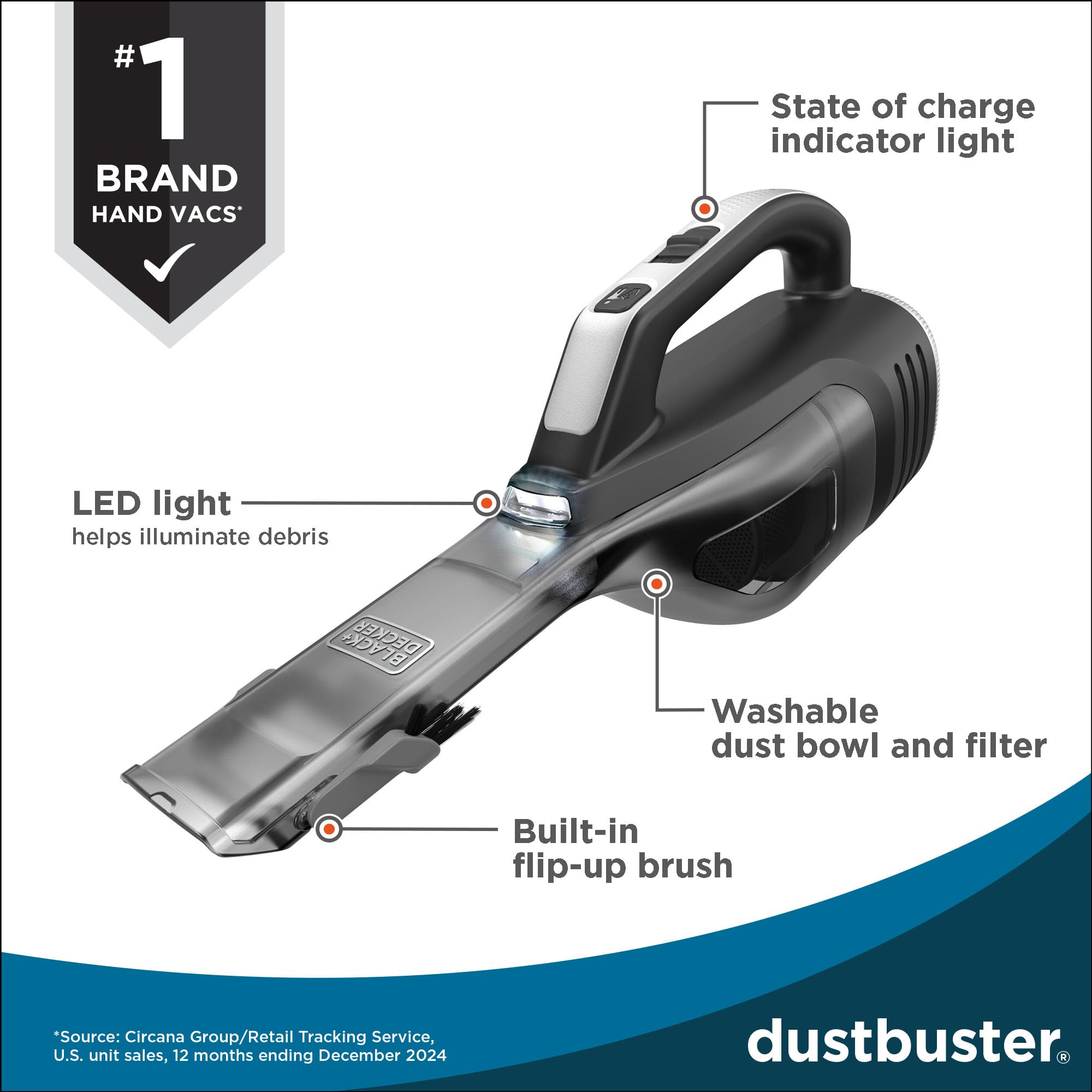 Crevice tool on BLACK+DECKER Dustbuster Reveal reaches tight gaps