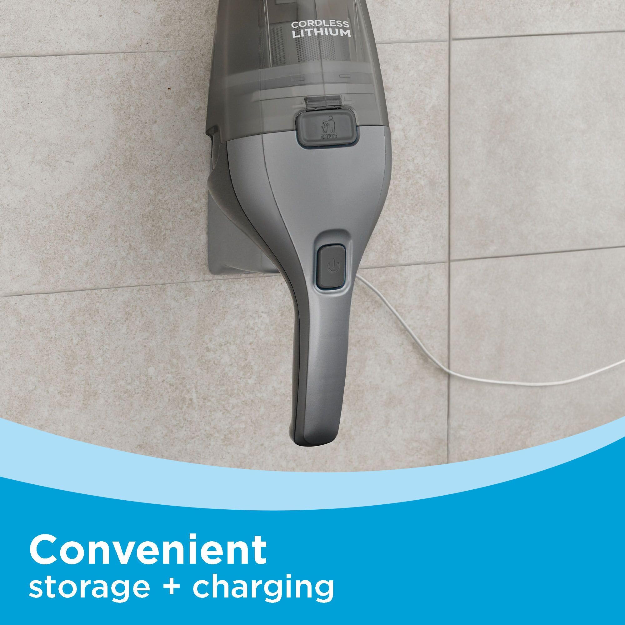 Black+Decker Dustbuster translucent dirt bowl shows when to empty.
