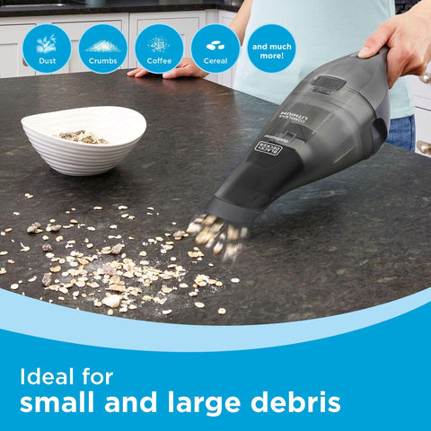 Black+Decker Dustbuster upholstery brush refreshes fabrics and furniture.