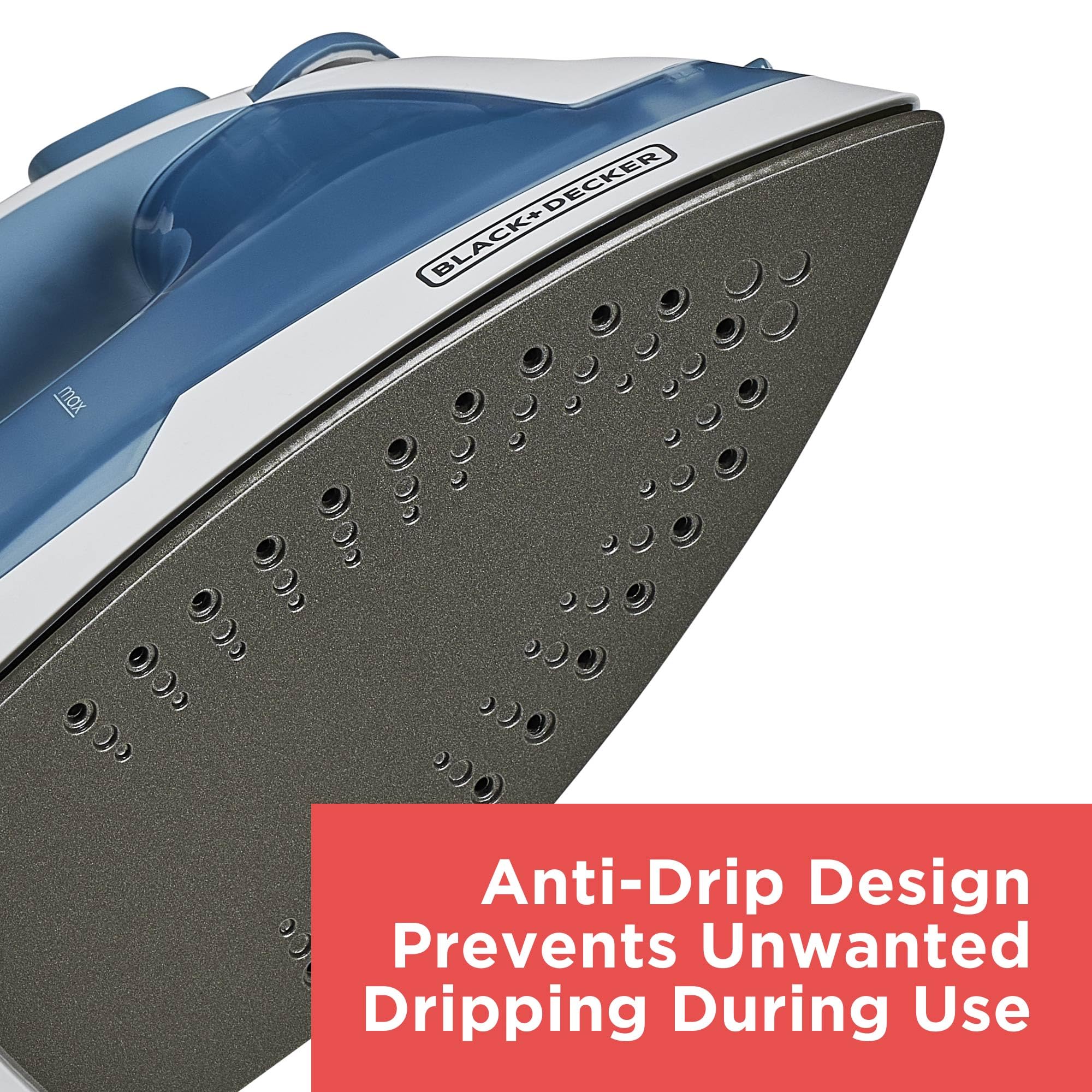 BLACK+DECKER Easy Steam Compact Iron lightweight design for comfortable handling.