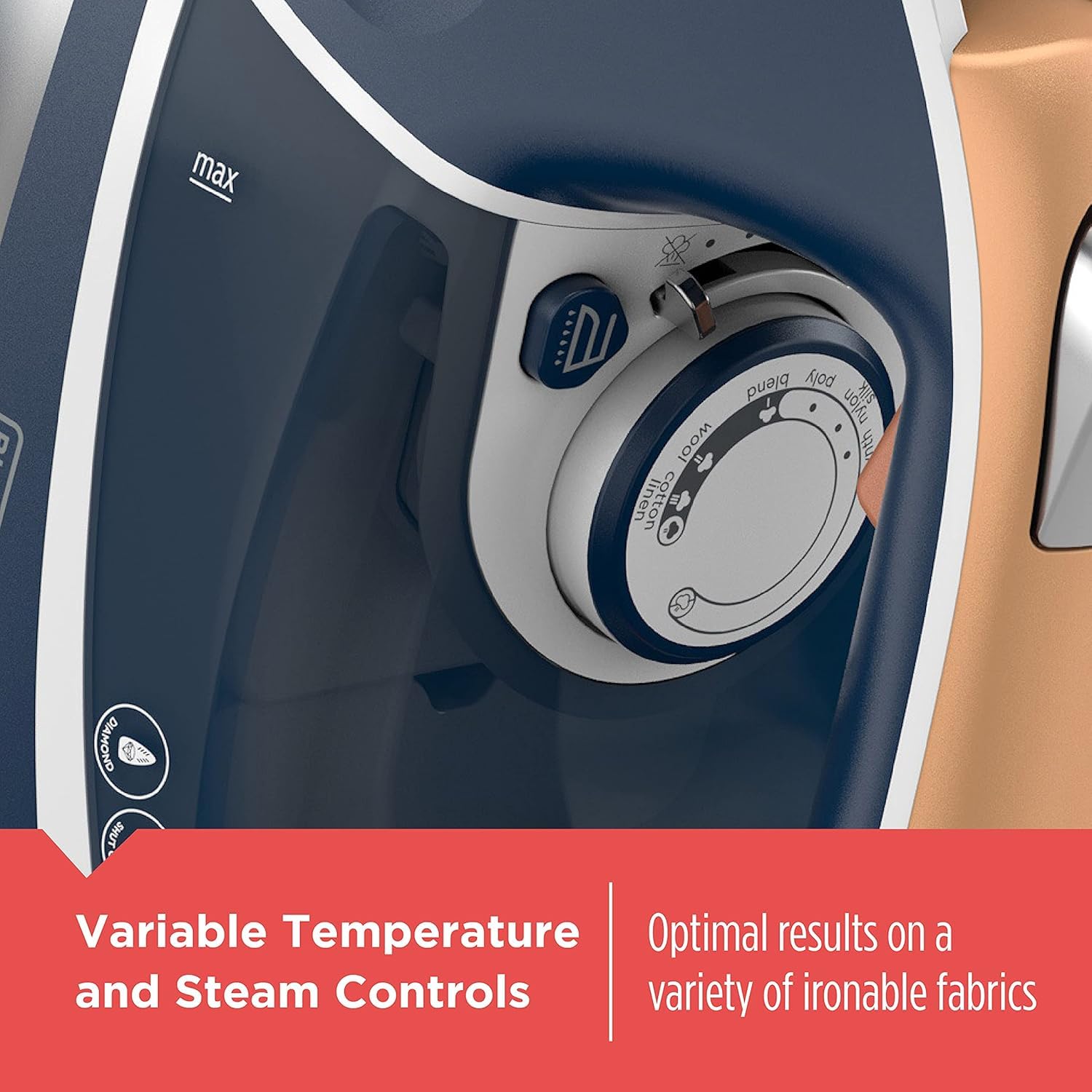 Powerful 1700-watt iron heats up quickly for fast results.