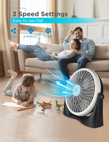 Sturdy base and five blades of BLACK+DECKER high velocity floor fan for stable operation