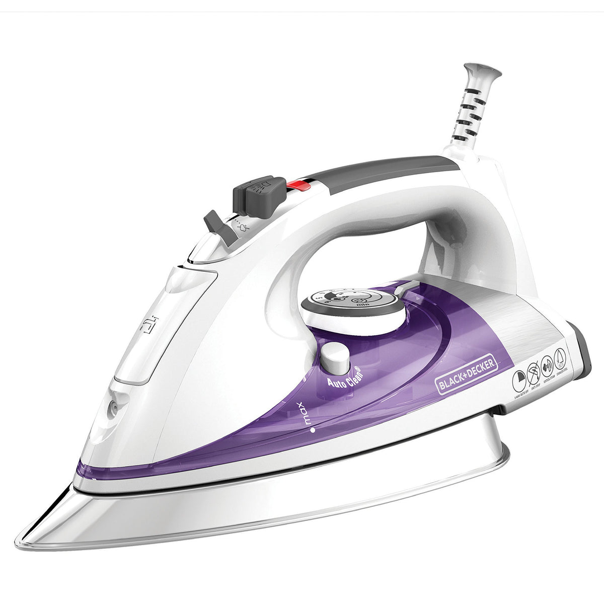 Black+Decker IR1350S steam iron with stainless steel soleplate for smooth glide