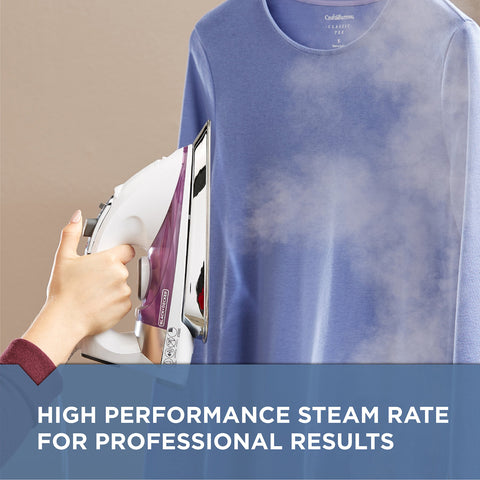 Variable steam and temperature controls on the IR1350S for versatile fabrics