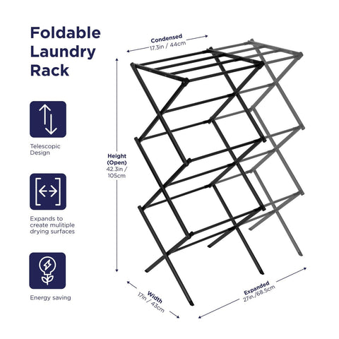 BLACK+DECKER 3-tier rack fully extended with ample hanging space