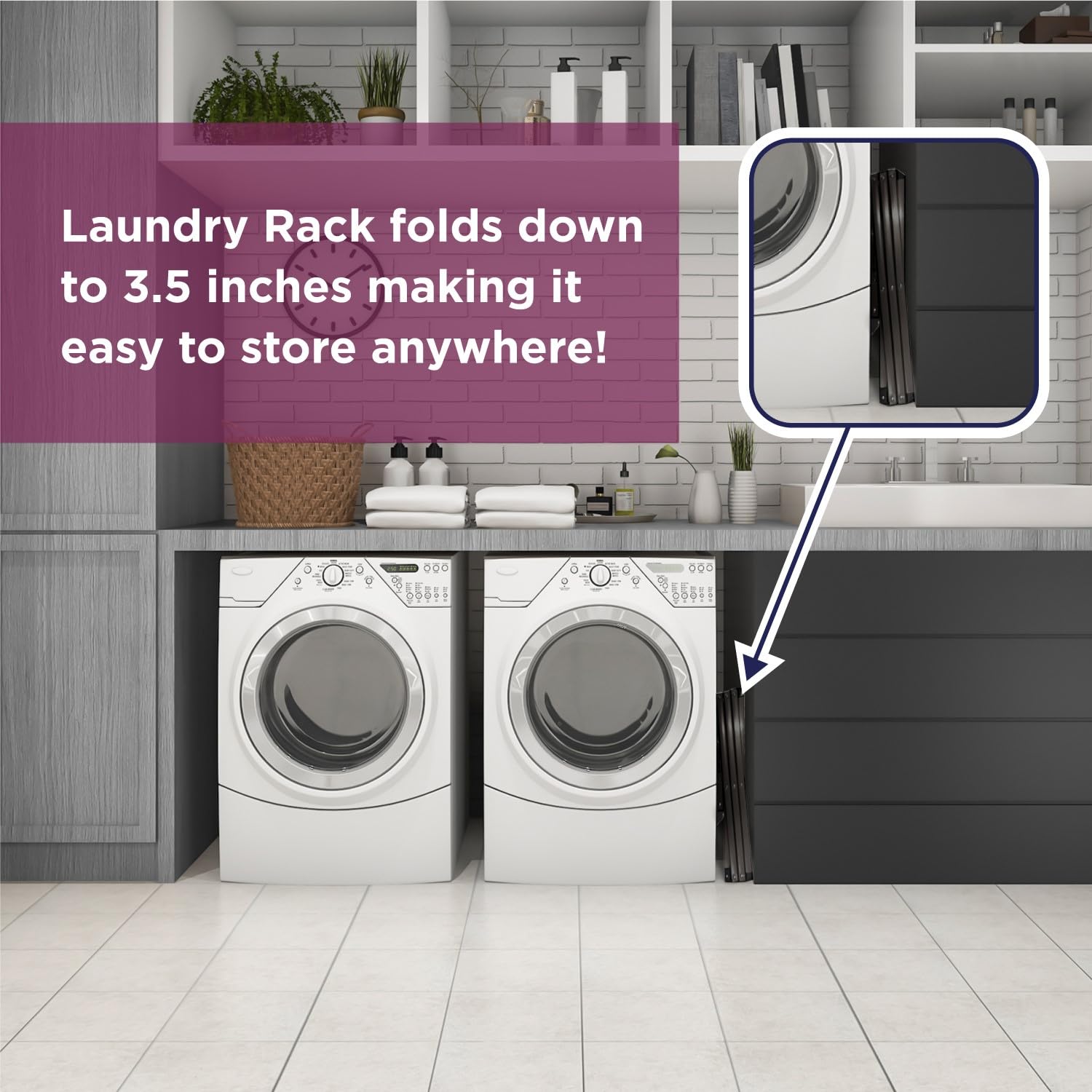 No-tools assembly shown for BLACK+DECKER drying rack