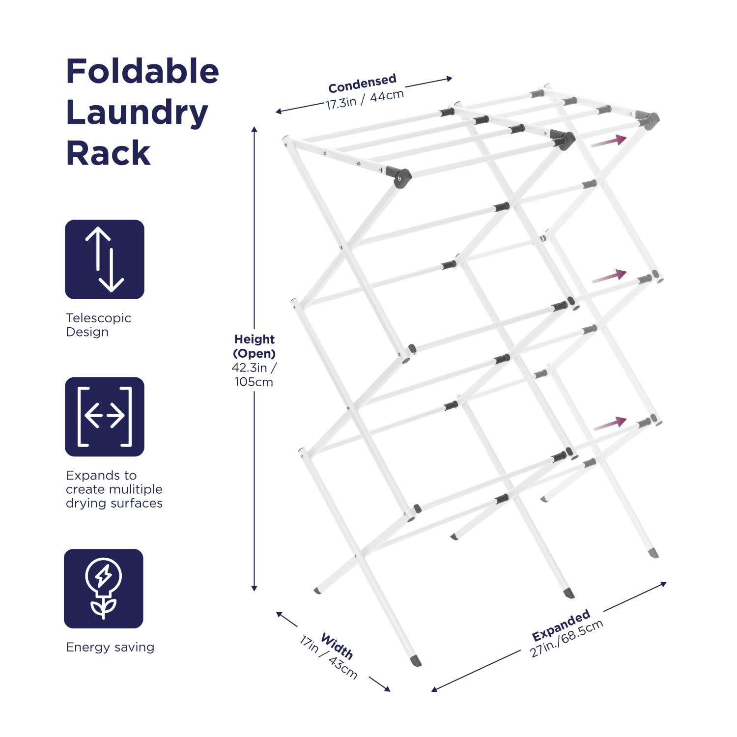 BLACK+DECKER laundry rack displaying a stable structure for heavy garments.
