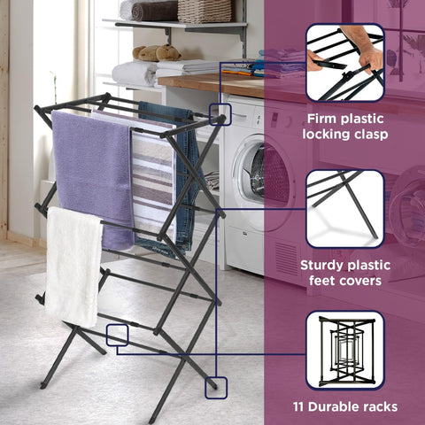 Stable BLACK+DECKER rack supports hanging items securely