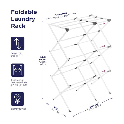 BLACK+DECKER laundry rack displaying a stable structure for heavy garments.