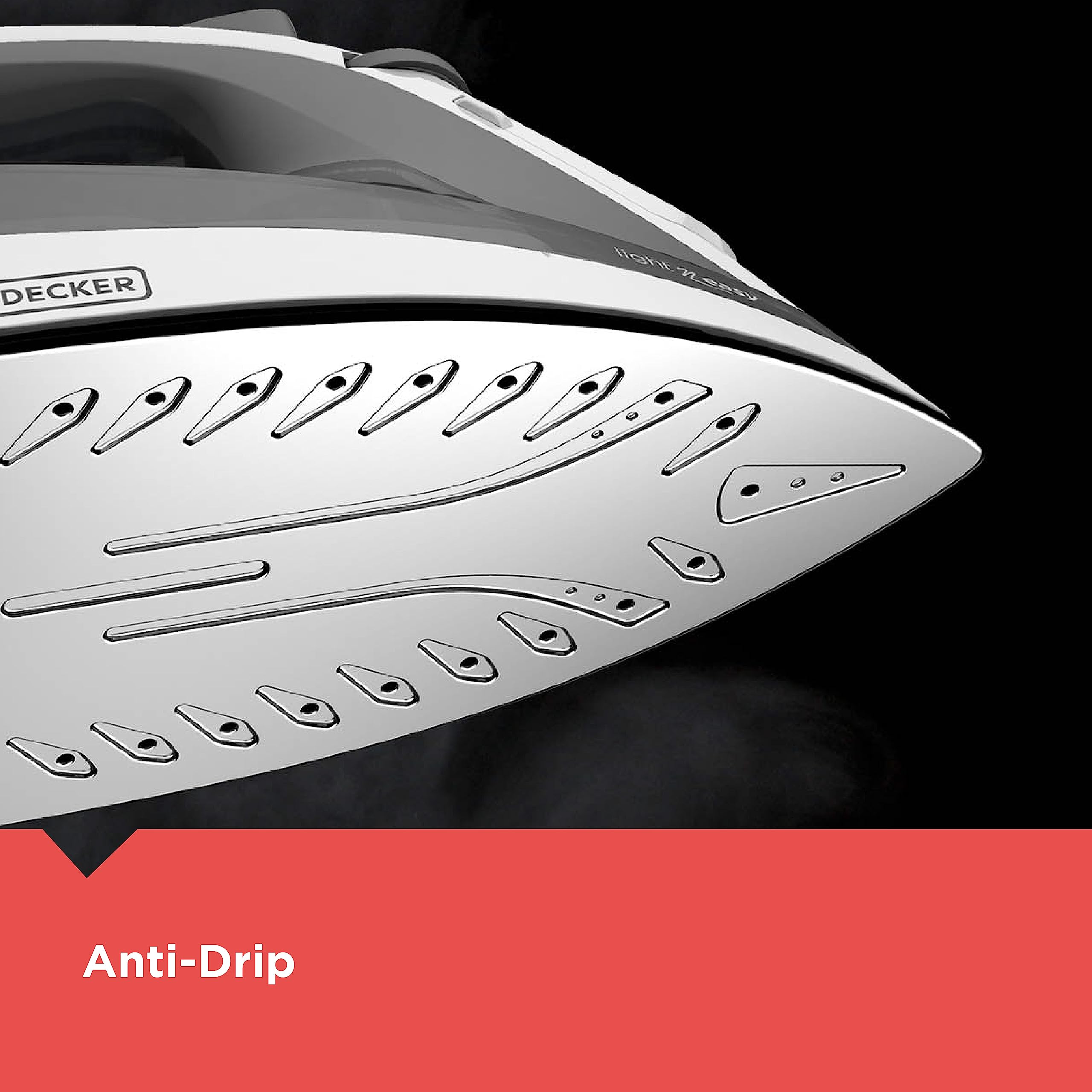 BLACK+DECKER Light N Easy IR1020S anti-drip system preventing water specks.