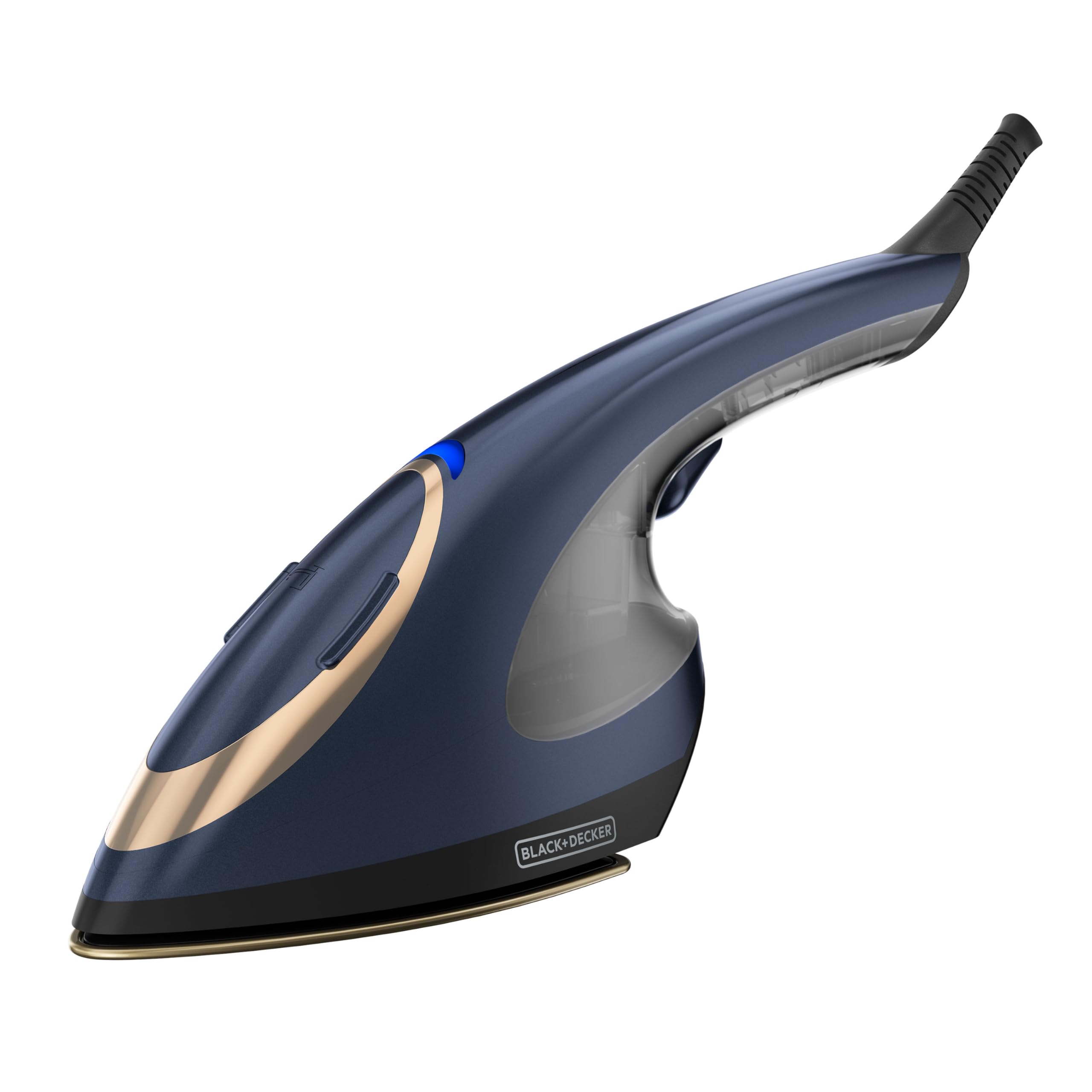 BLACK+DECKER Press & Steam 2-in-1 front view gliding smoothly to remove wrinkles