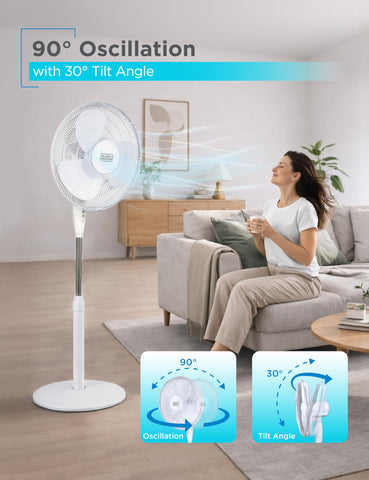 Black+Decker stand fan LED display for easy monitoring and settings.