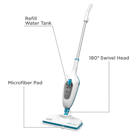 Black+Decker Steam Mop microfiber pad glides smoothly over sealed floors.