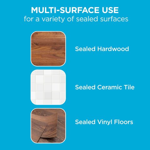 Suitable for hardwood, tile, laminate, stone, grout and more.