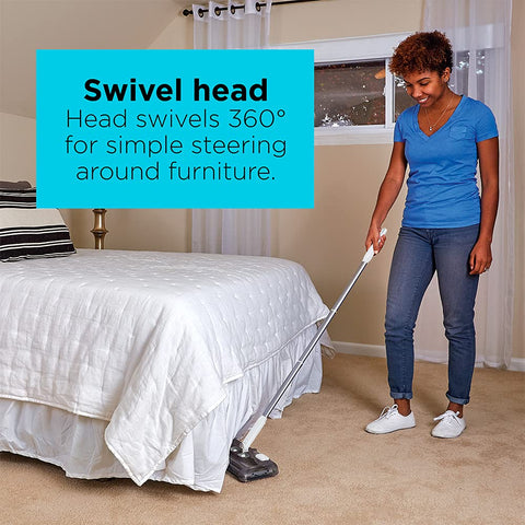 Swivel head for smooth navigation around furniture.