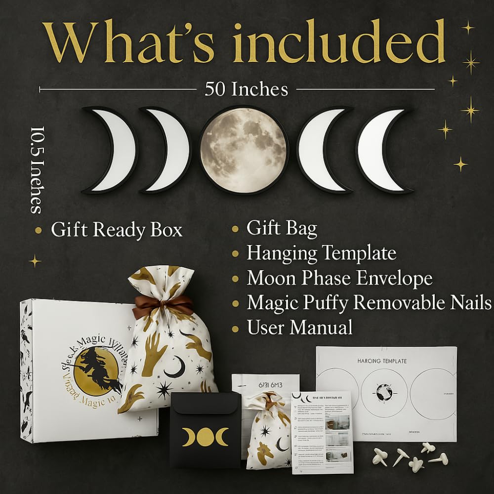 Black Magic Witch hanging template included for precise alignment.