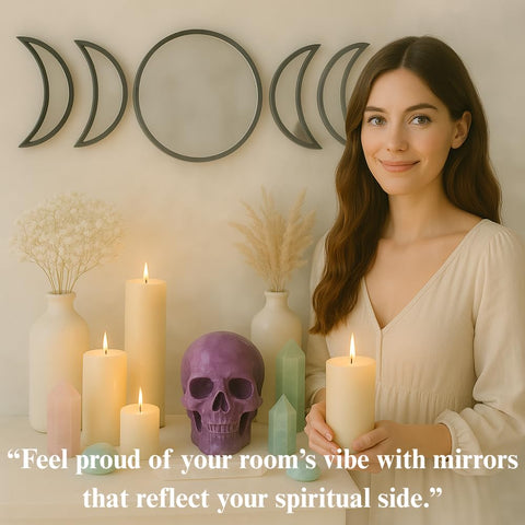 Black Magic Witch lightweight stick-on mirrors offer damage-free repositioning.