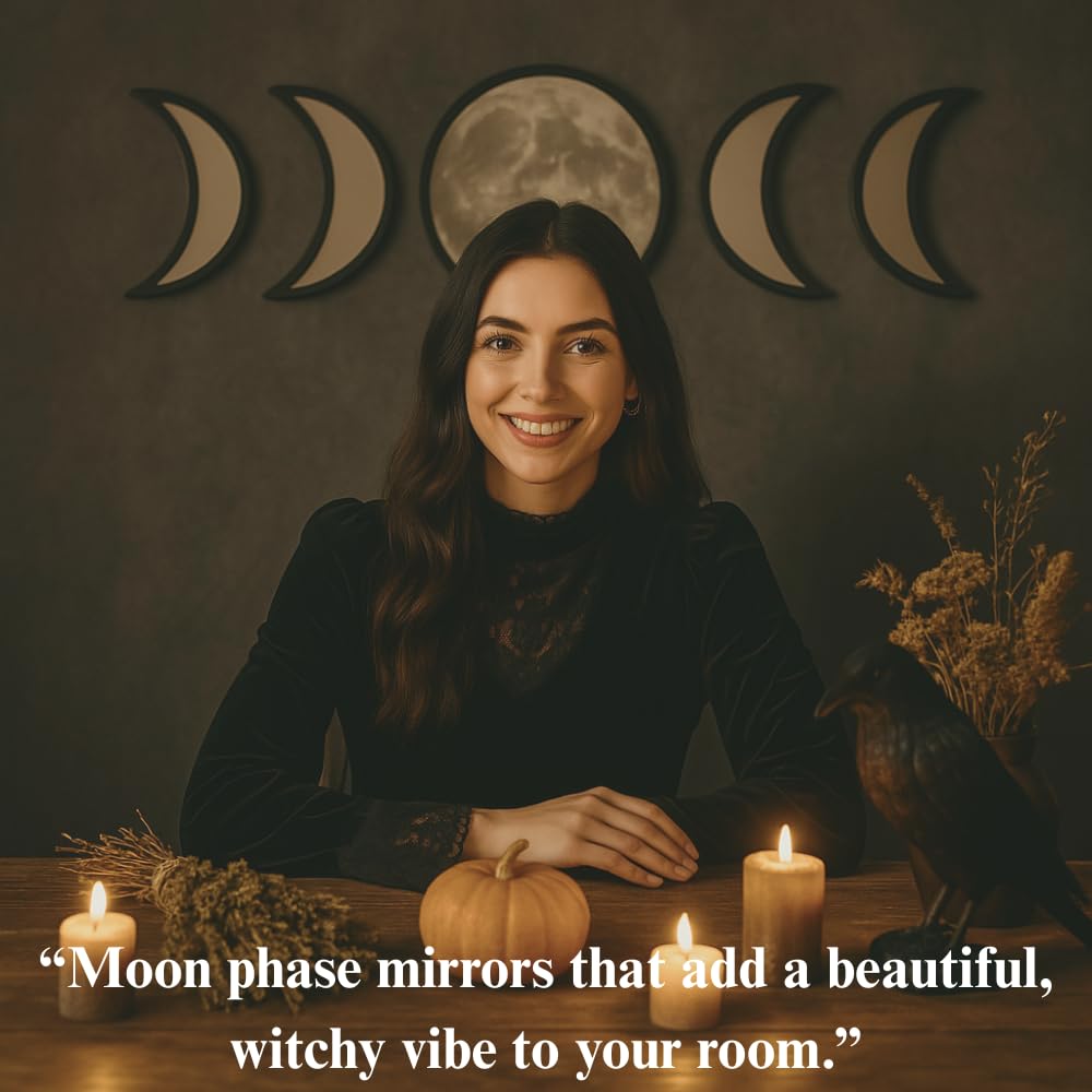 Black Magic Witch moon phase mirrors reflect light clearly for vibrant rooms.