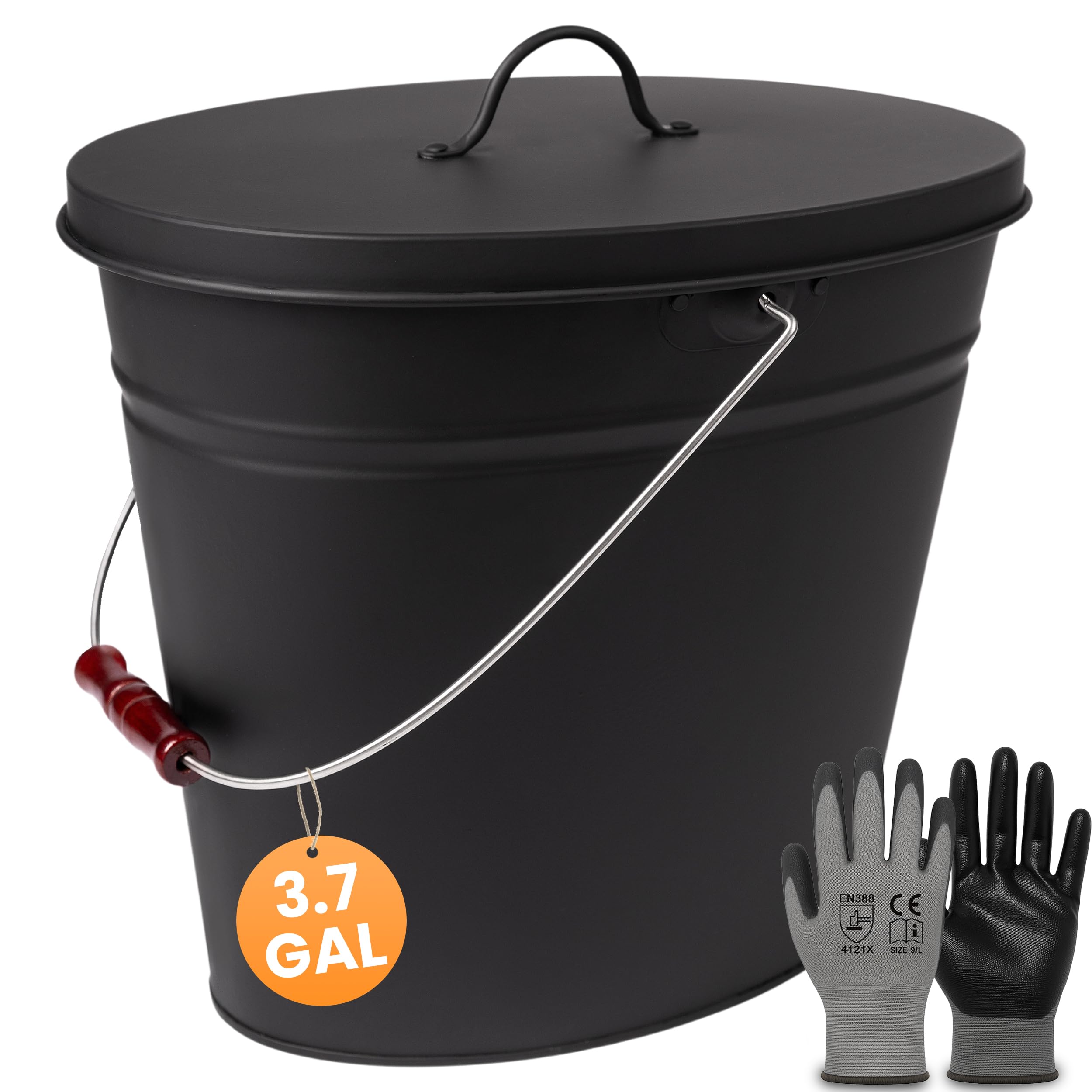 BLACK OAK Vesuvio ash bucket with lid on for secure transport