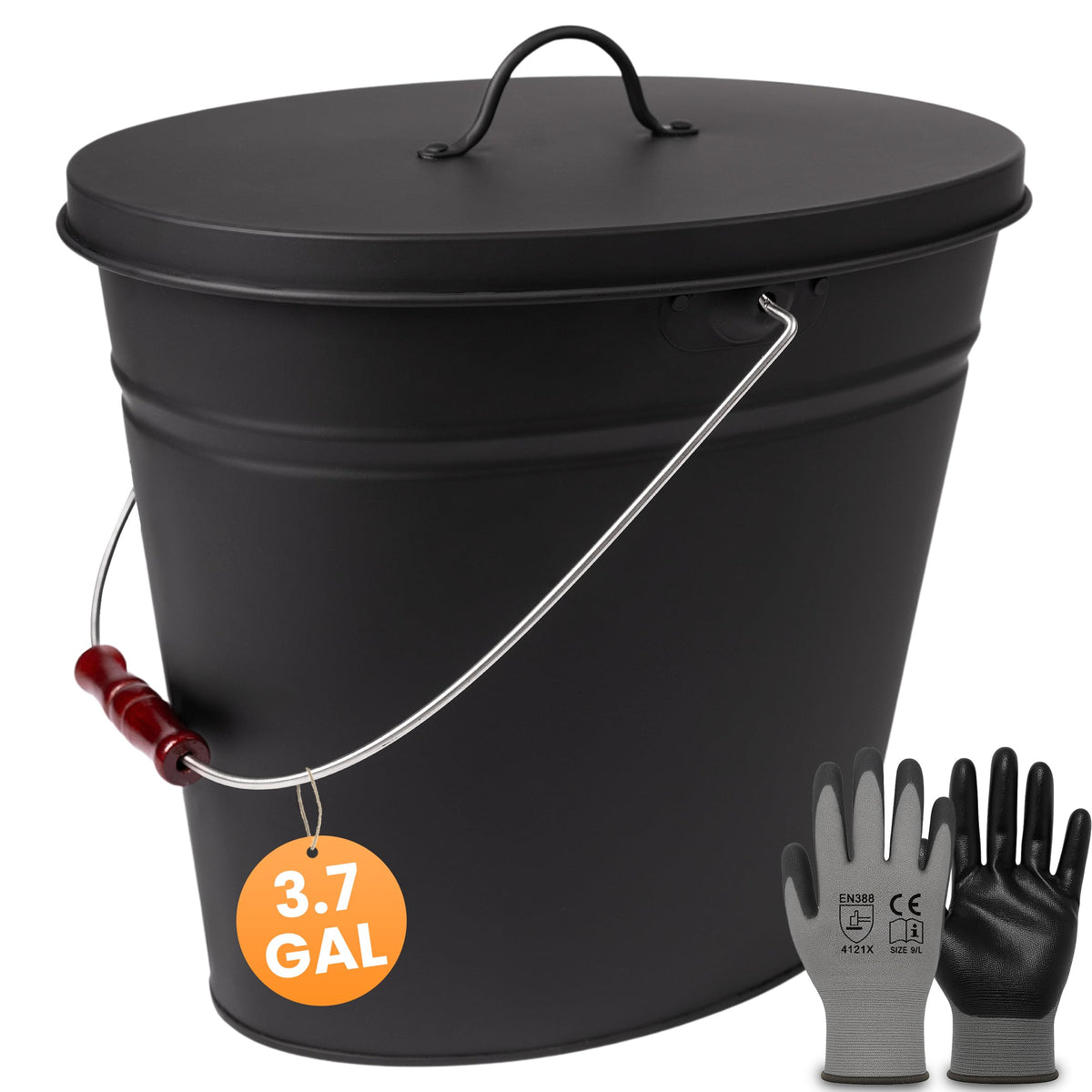 BLACK OAK Vesuvio ash bucket with lid on for secure transport