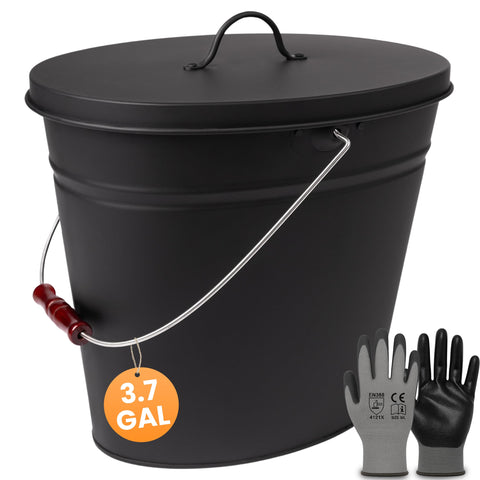 BLACK OAK Vesuvio ash bucket with lid on for secure transport