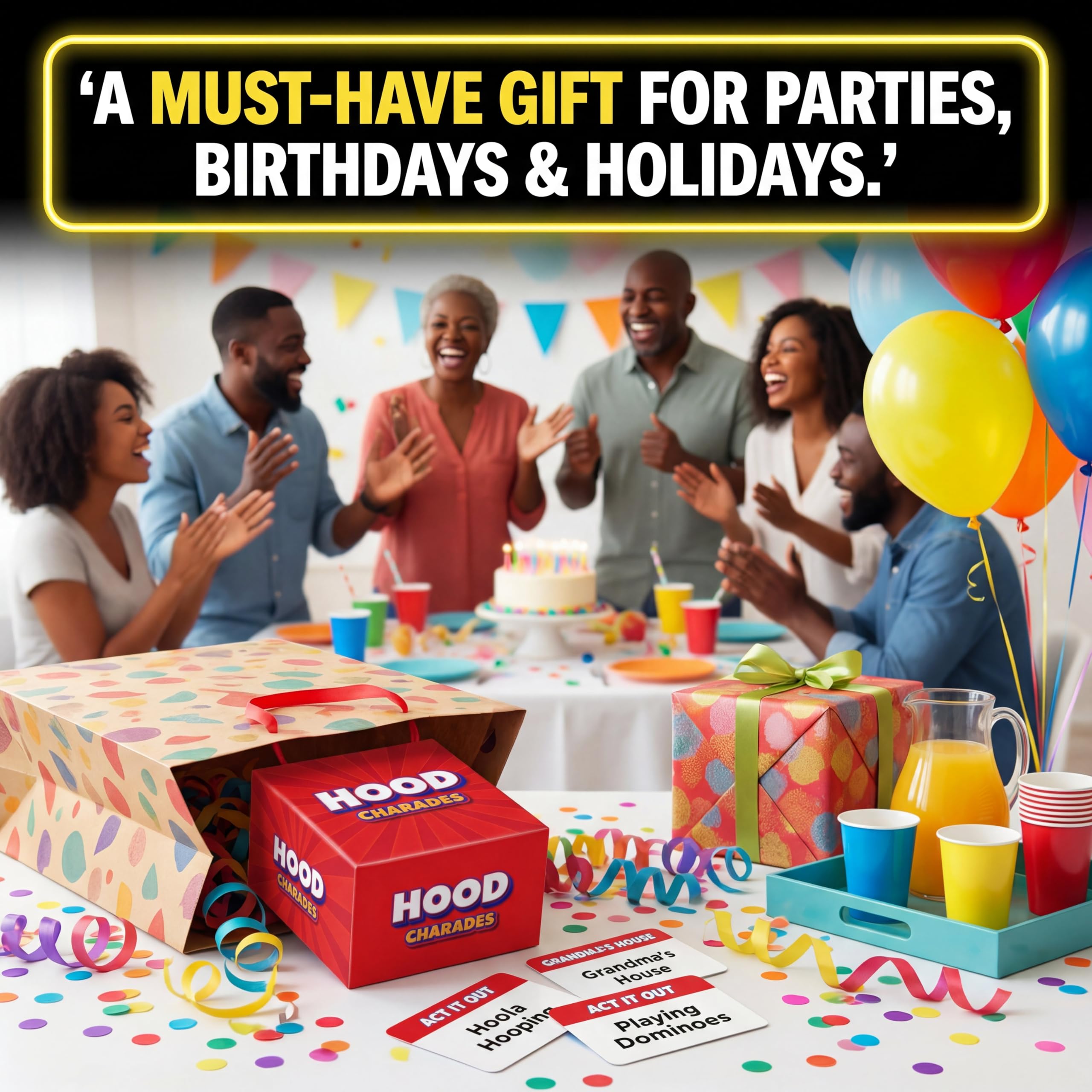 Black Owned Hood Charades ready for a lively family game night.
