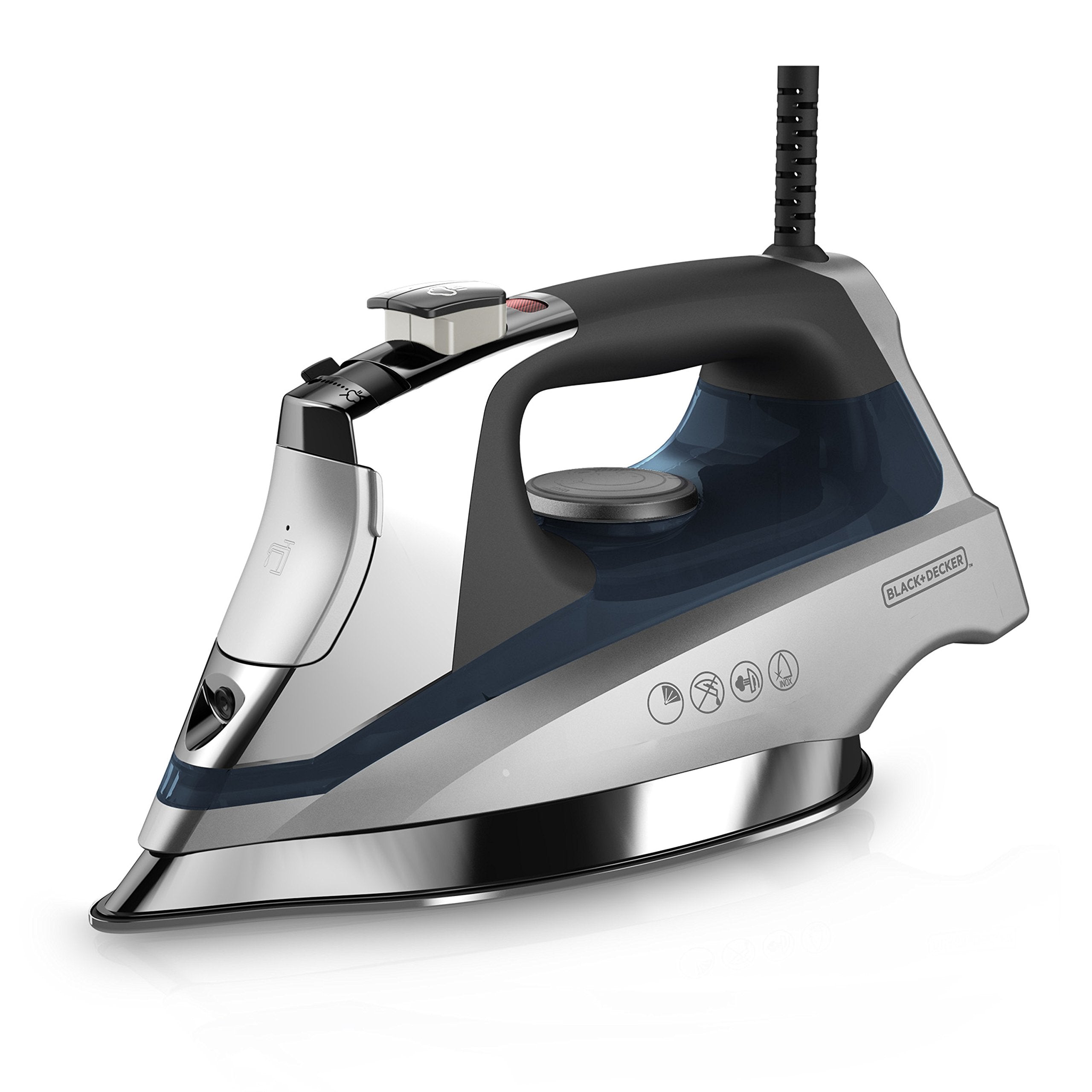 BLACK+DECKER Allure steam iron front view showing compact design for quick wardrobe refreshes