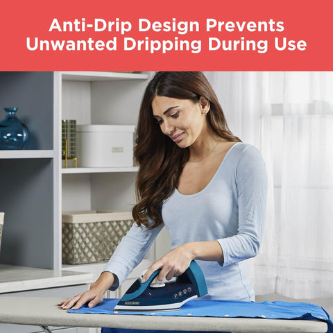 Black+Decker auto-clean system maintains smooth iron performance.