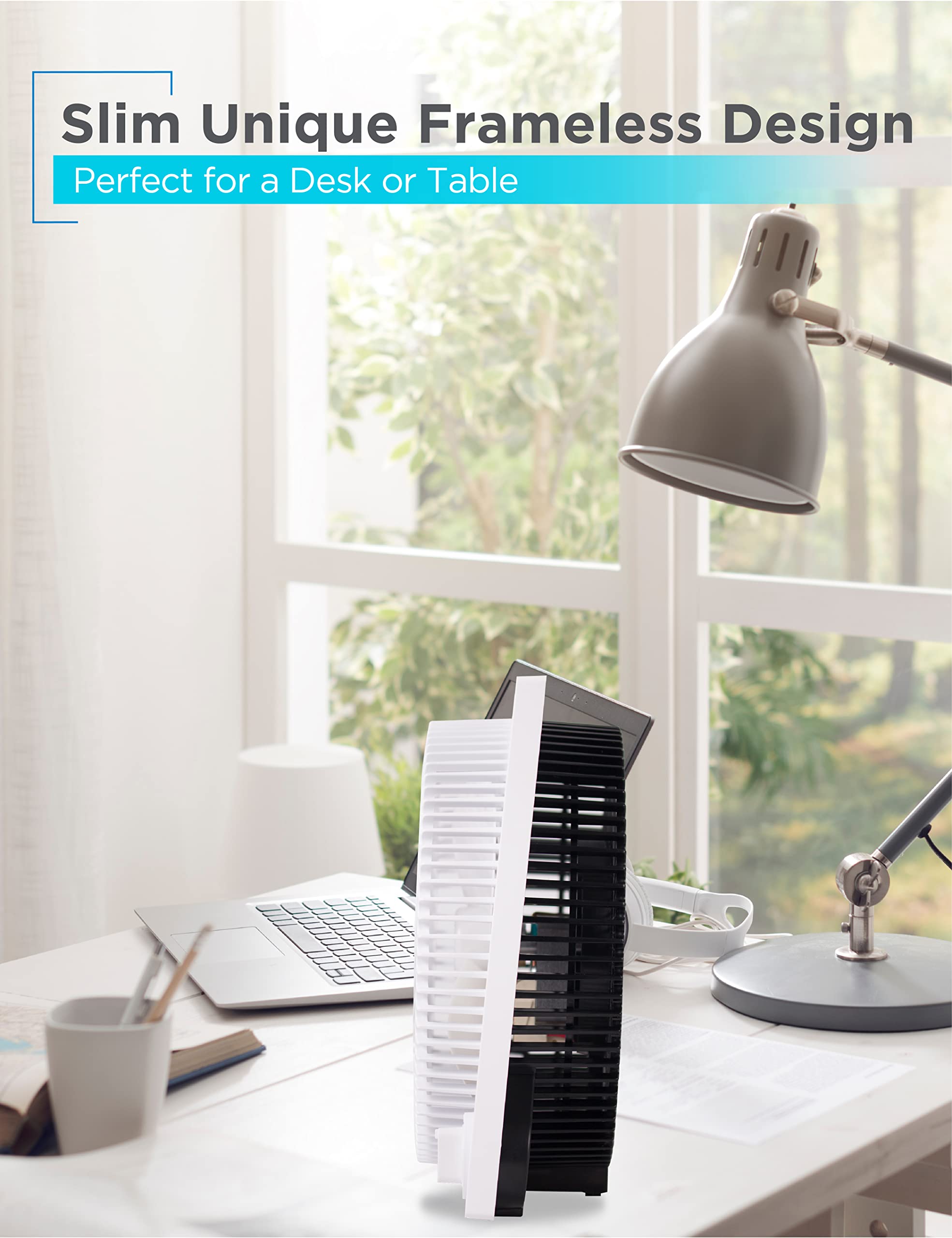 BLACK+DECKER BFB09W freestanding desk fan offering portable airflow