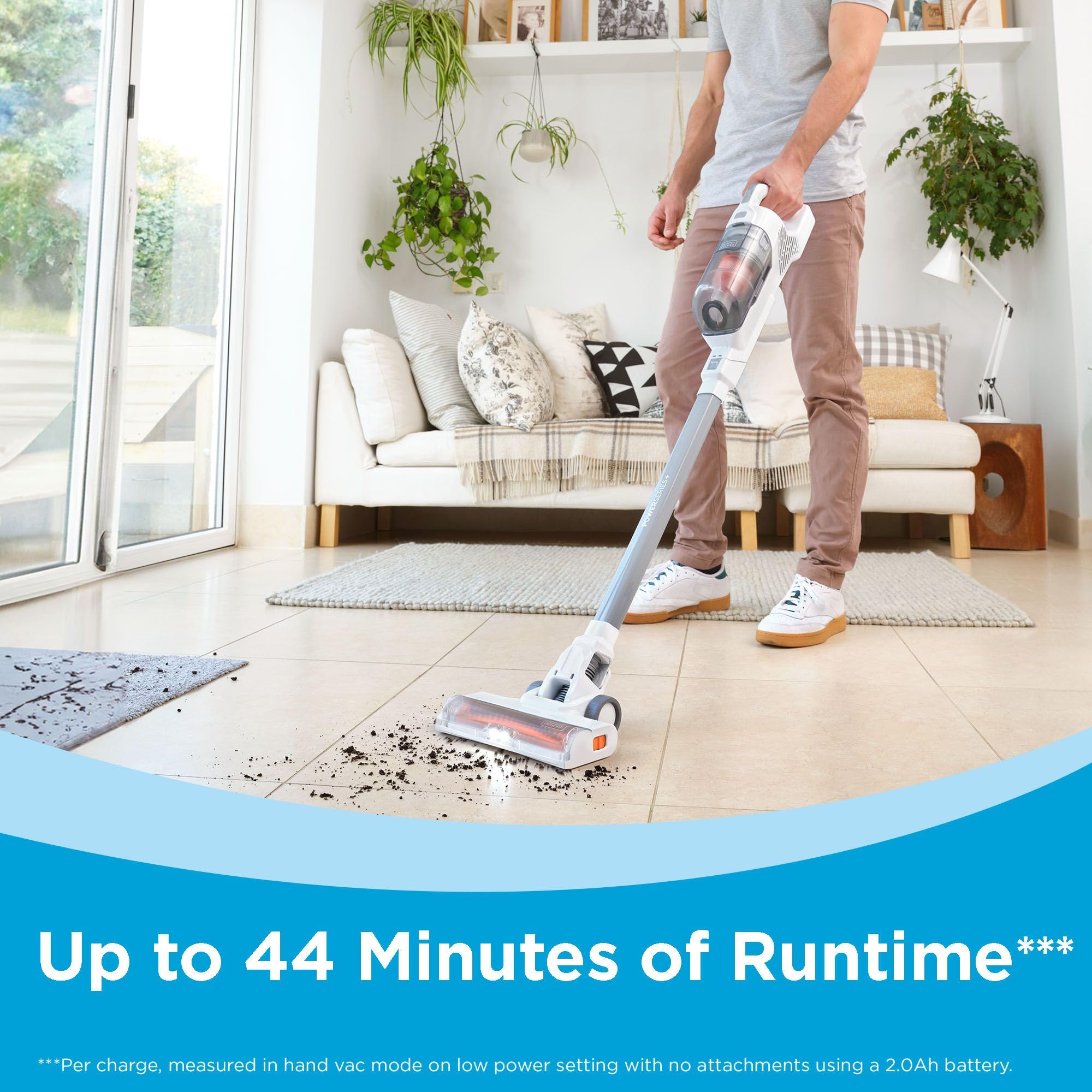 BLACK+DECKER POWERSERIES+ AUTOSENSE adjusts suction for efficient runtime