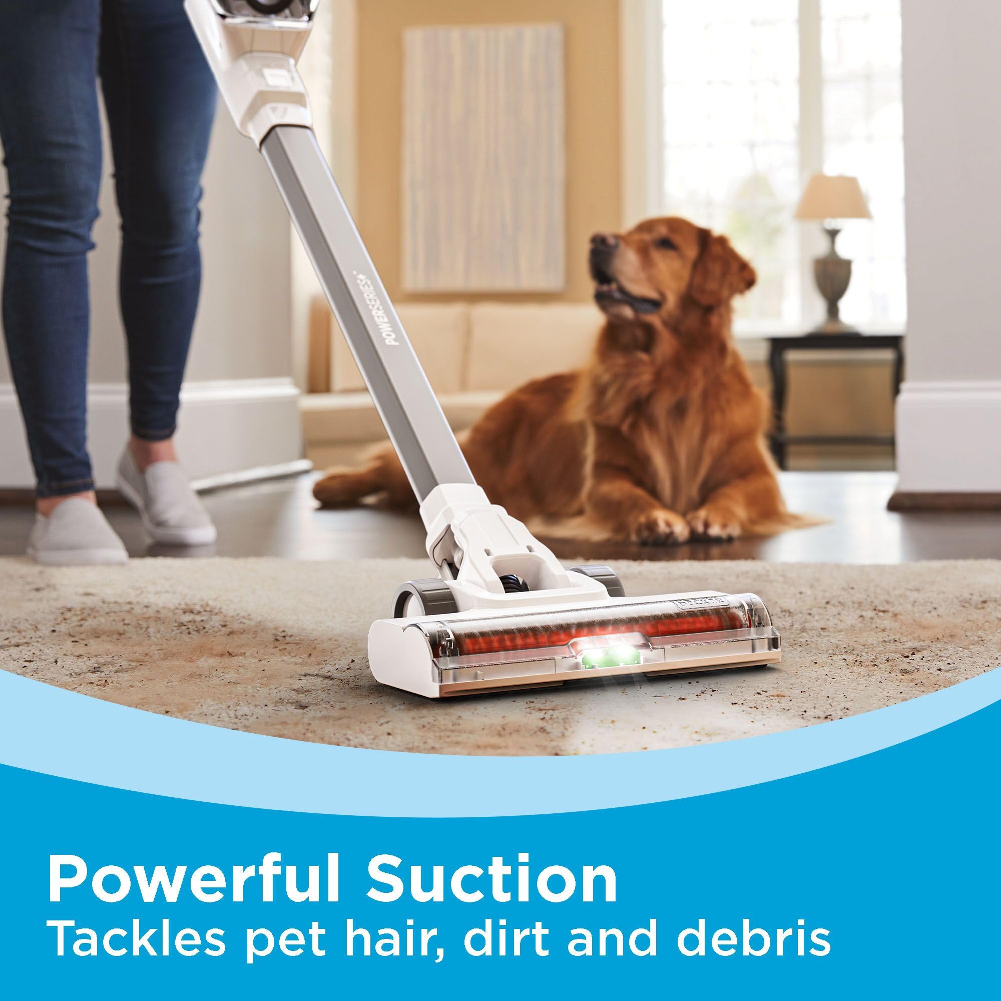 BLACK+DECKER POWERSERIES+ cyclonic filtration maintains suction by keeping filters clean