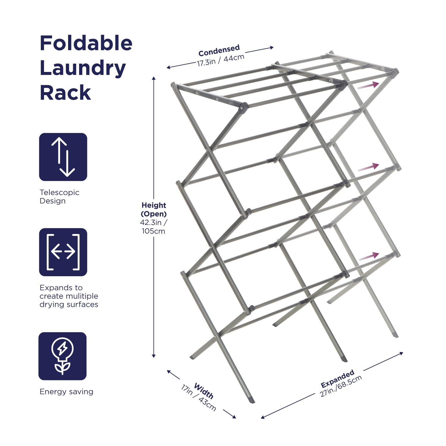 BLACK+DECKER 3-tier rack provides sturdy support for several garments