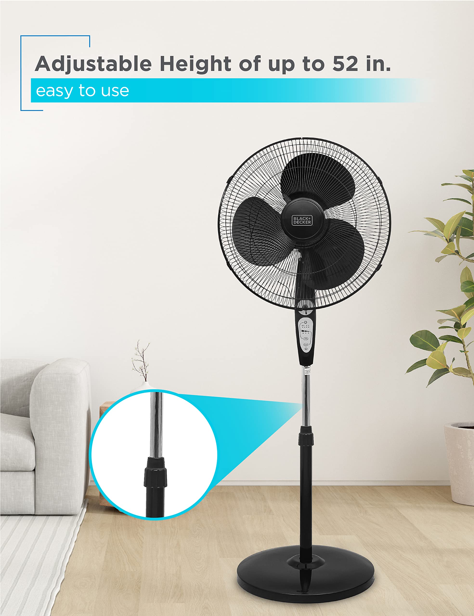 BLACK+DECKER remote-controlled pedestal fan adds convenient cooling from anywhere.